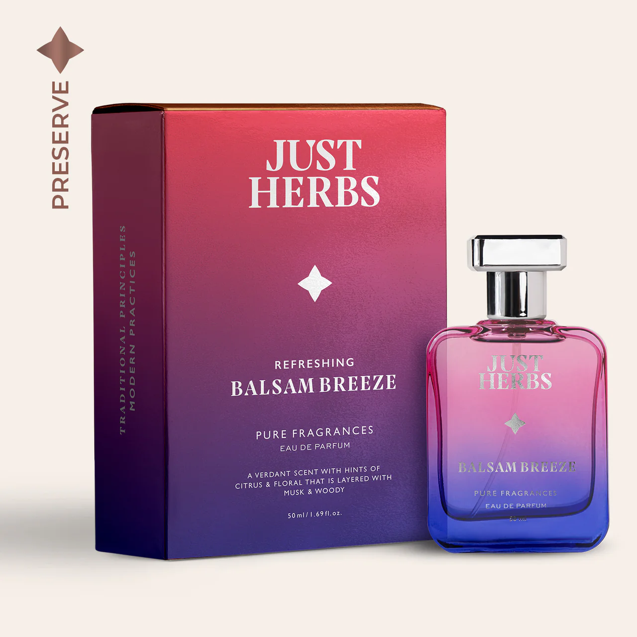 Just Herbs Refreshing Balsam Breeze EDP Perfume for Men Long Lasting Fragrance 50 ml Just Herbs Refreshing Balsam Breeze EDP Perfume for Men Long Lasting Fragrance 50 ml-Pack Size-50ml
