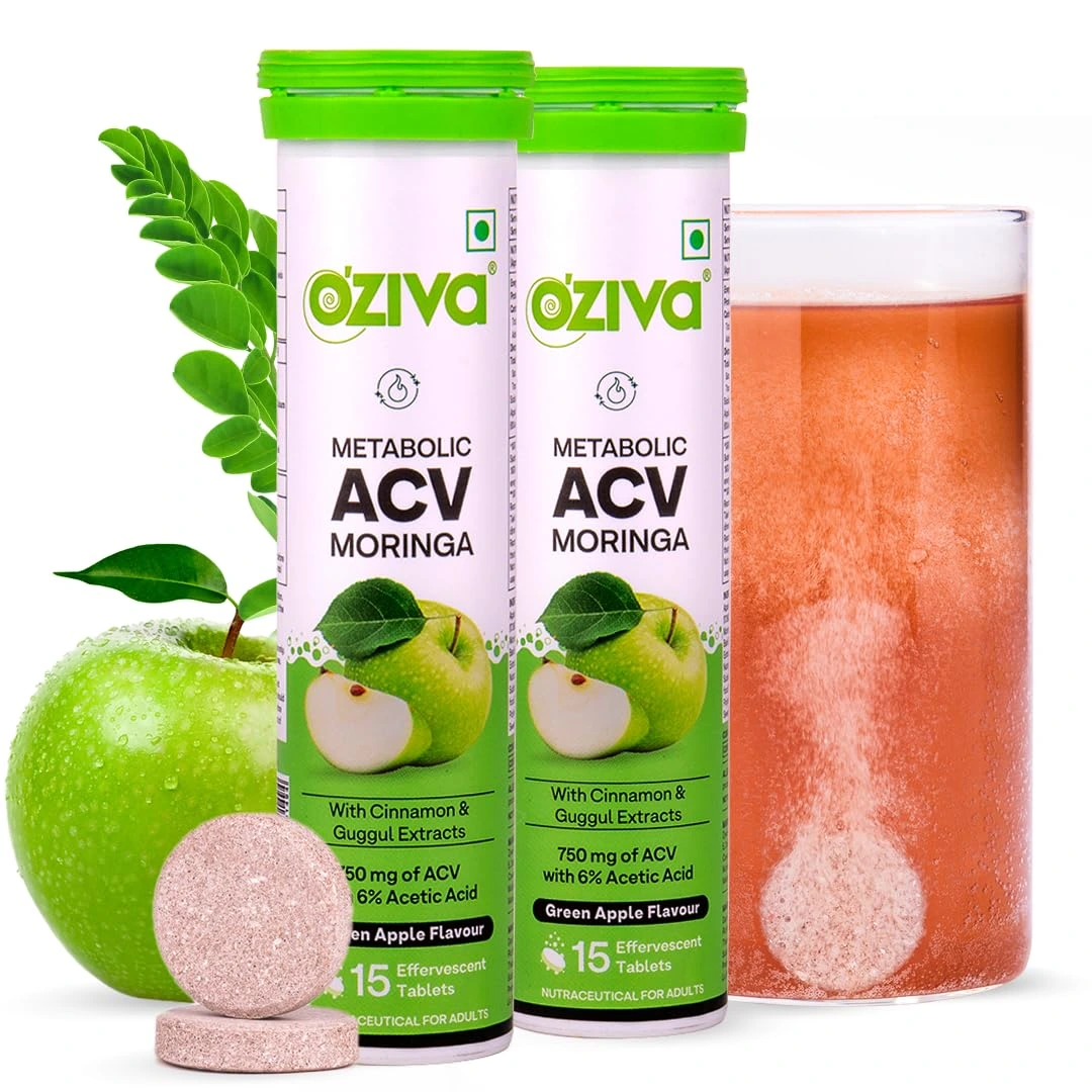 OZiva ACV Moringa Control Cravings Apple Cider Vinegar Cinnamon Guggul