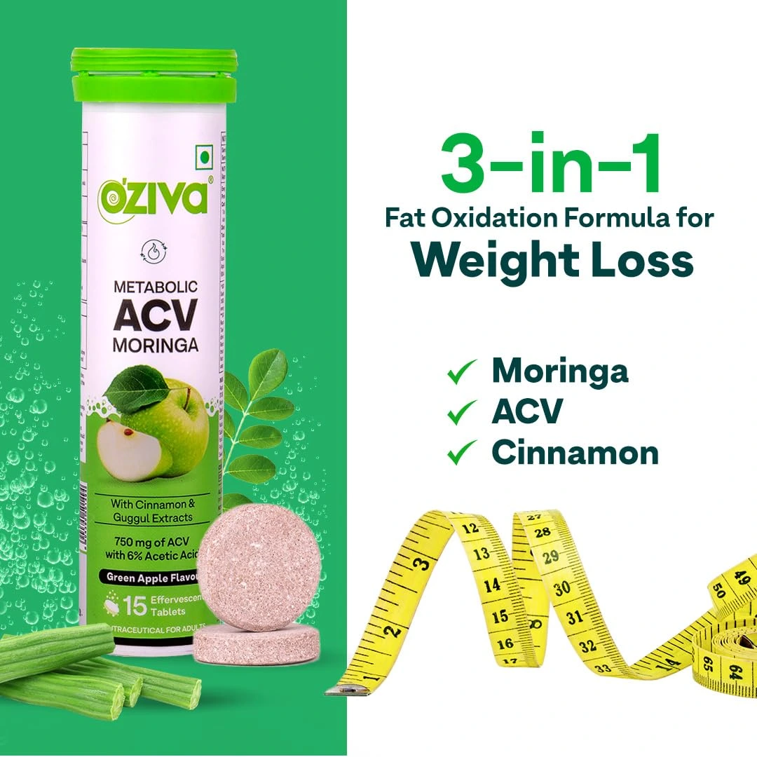 OZiva ACV Moringa Control Cravings Apple Cider Vinegar Cinnamon Guggul - Image 2