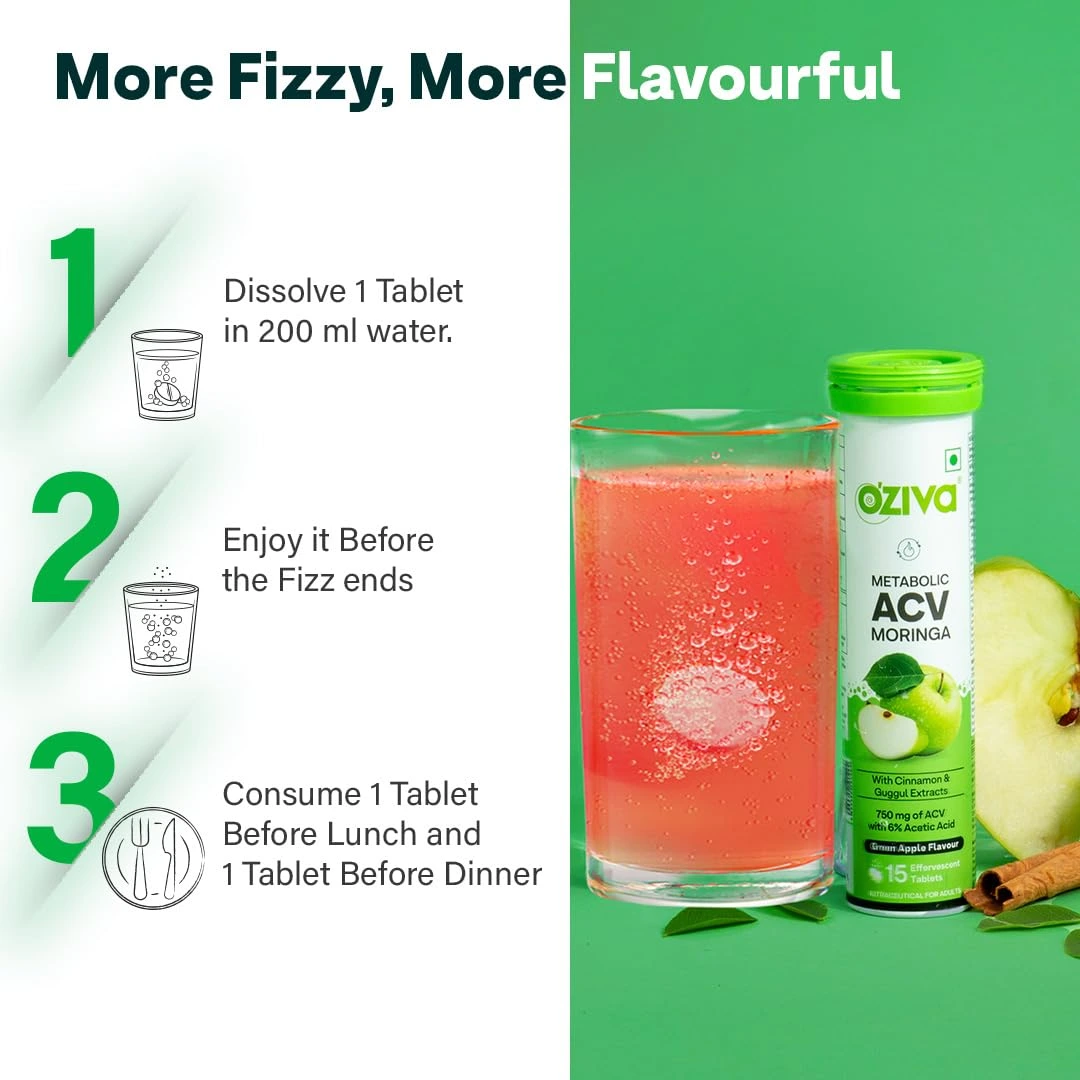 OZiva ACV Moringa Control Cravings Apple Cider Vinegar Cinnamon Guggul - Image 6