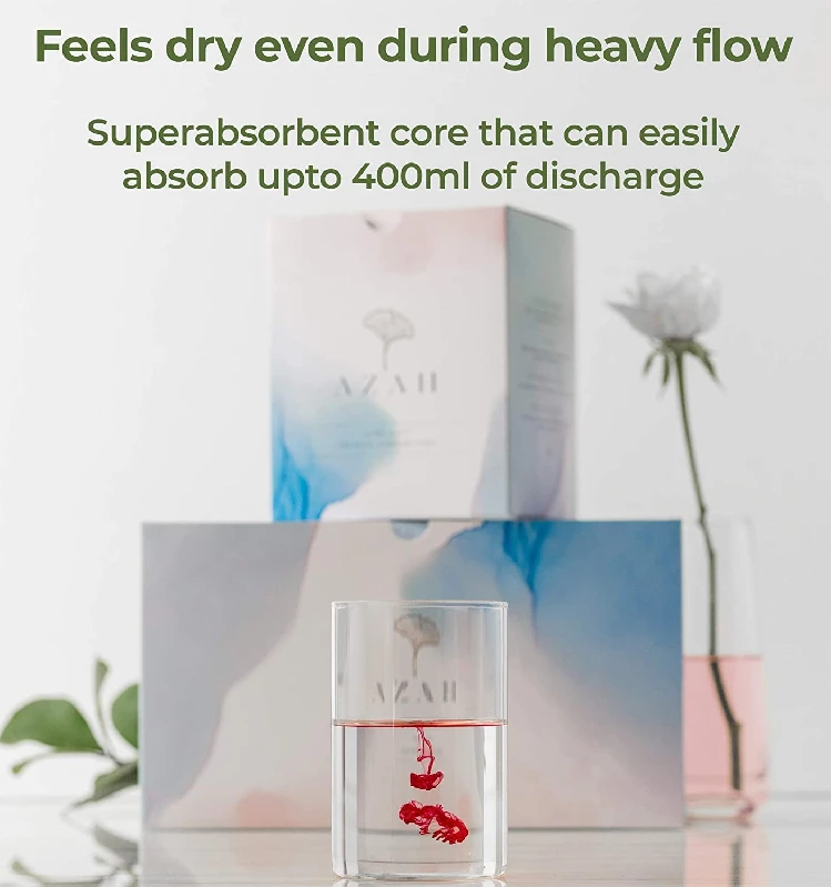 AZAH 100% Organic Sanitary Pads  (4 Regular & 4XL) - Image 2