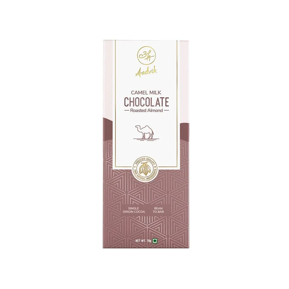 Aadvik Camel Milk Chocolate Roasted Almond Aadvik Camel Milk Chocolate Roasted Almond-Pack Size-70 g