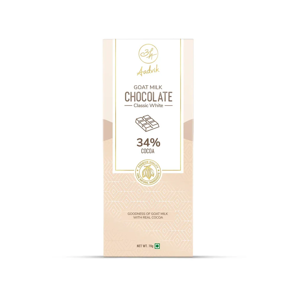 Aadvik Goat Milk Chocolate Classic White Aadvik Goat Milk Chocolate Classic White-Pack Size-70 g