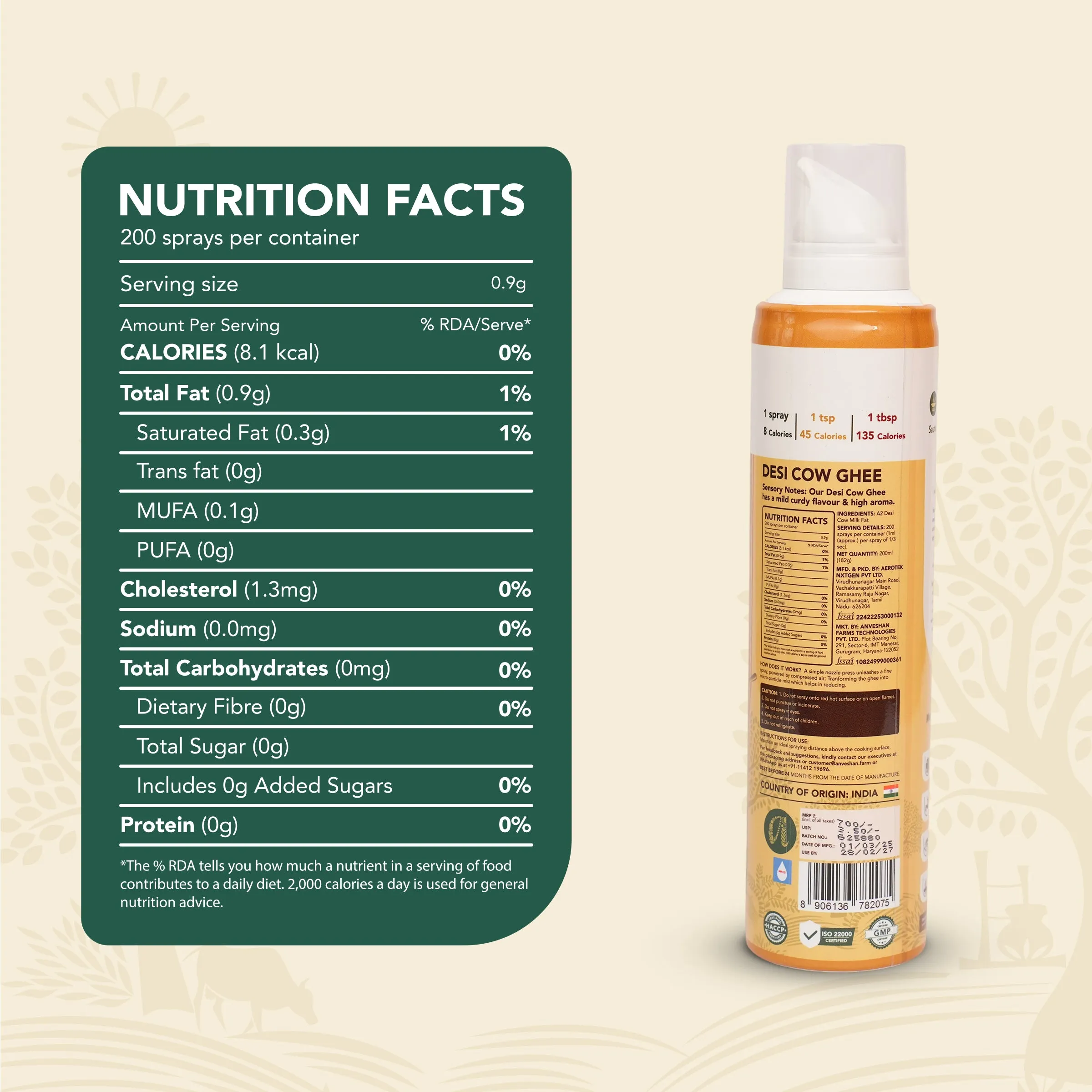 Anveshan Desi Cow Ghee  Spray Can - Image 2