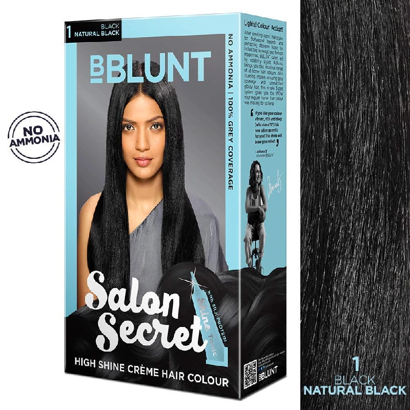 BBLUNT Salon Secret High Shine Creme Hair Color-Black Natural Black 1 & Wine Deep Burgundy 4.20 with Shine Tonic - Image 3