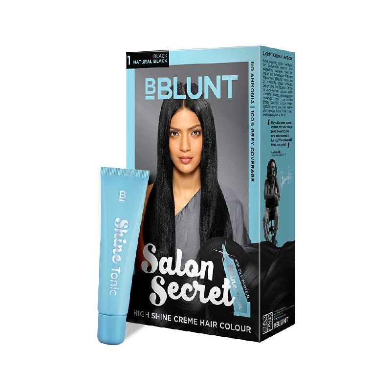 BBLUNT Salon Secret Shine Creme Hair Colour-Honey Light Golden Brown 5.32 & Natural Black 1 With Shine Tonic - Image 4