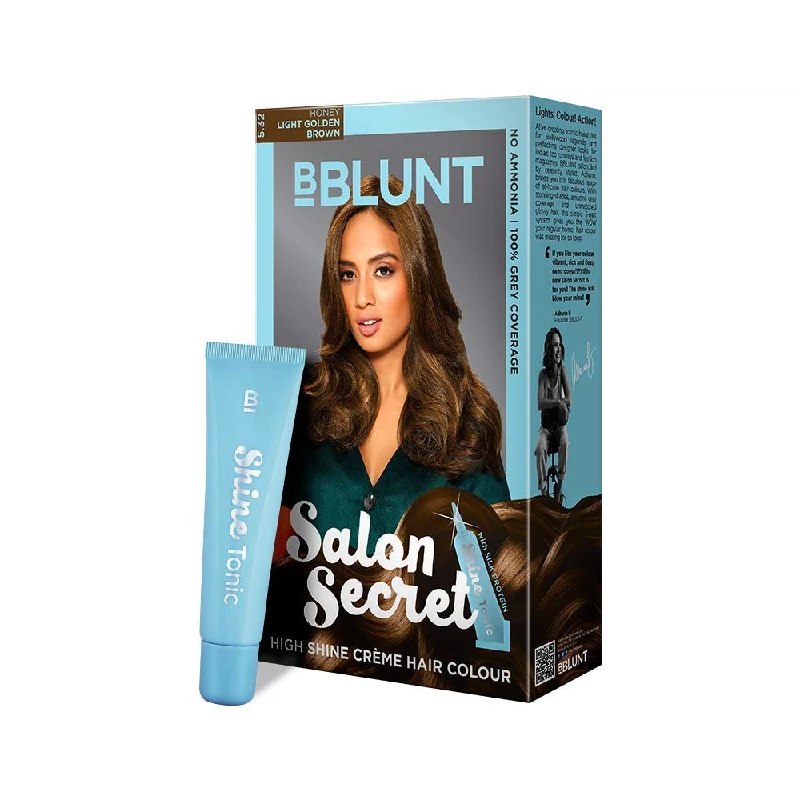 BBLUNT Salon Secret Shine Creme Hair Colour Honey Light Golden Brown 5.32 With Shine Tonic