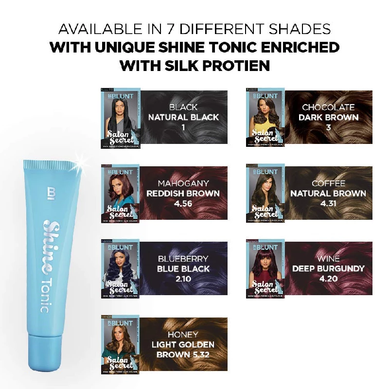 BBLUNT Salon Secret Shine Creme Hair Colour-Honey Light Golden Brown 5.32 with Shine Tonic - Image 3