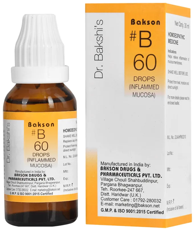 Bakson's Homoeopathy B60 Inflamed Mucosa Drop
