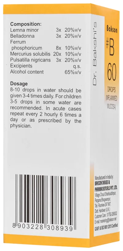 Bakson's Homoeopathy B60 Inflamed Mucosa Drop - Image 3