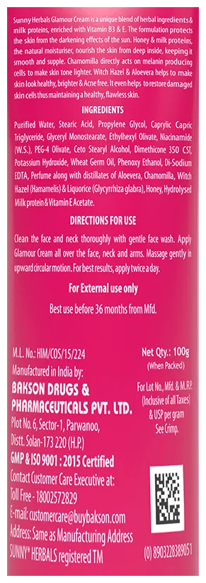 Bakson's Homoeopathy Sunny Herbals Glamour Cream for Women - Image 3