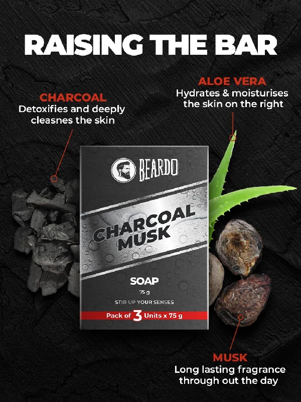 Beardo Activated Charcoal Musk Soap for Men (Packof 3) - Image 3