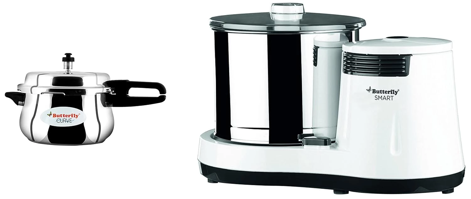 Butterfly 150 Watts Smart Wet Grinder & Curve Pressure Cooker 5.5L & Butterfly Smart Plus Glass 3 Burner Gas Stove Butterfly 150 Watts Smart Wet Grinder & Curve Pressure Cooker 5.5L & Butterfly Smart Plus Glass 3 Burner Gas Stove-Pack Size-Combo of 3