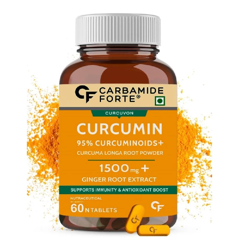 Carbamide Forte Curcumin with Piperine Tablets with Curcuminoids  for Adults with Curcuma Longa, Turmeric Powder & Ginger