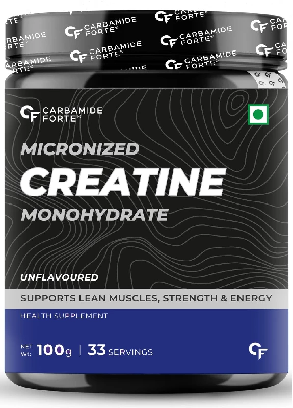 Carbamide Forte Micronised Creatine Monohydrate Powder Creatine Supplement For Lean Muscle Volumization, Strength & Energy Unflavoured 33 Servings