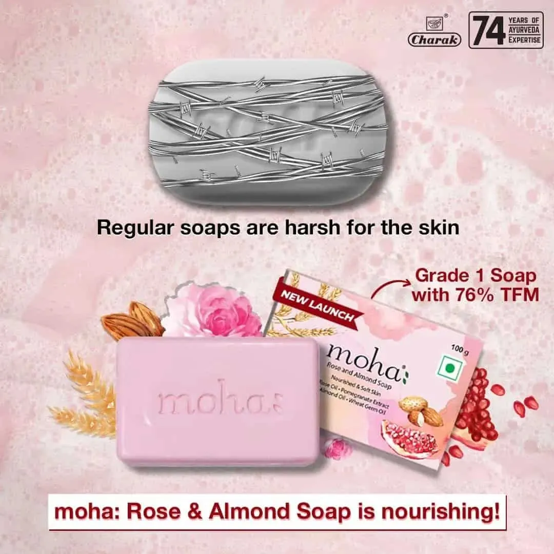 Charak Pharma Rose and Almond Soap - Image 3
