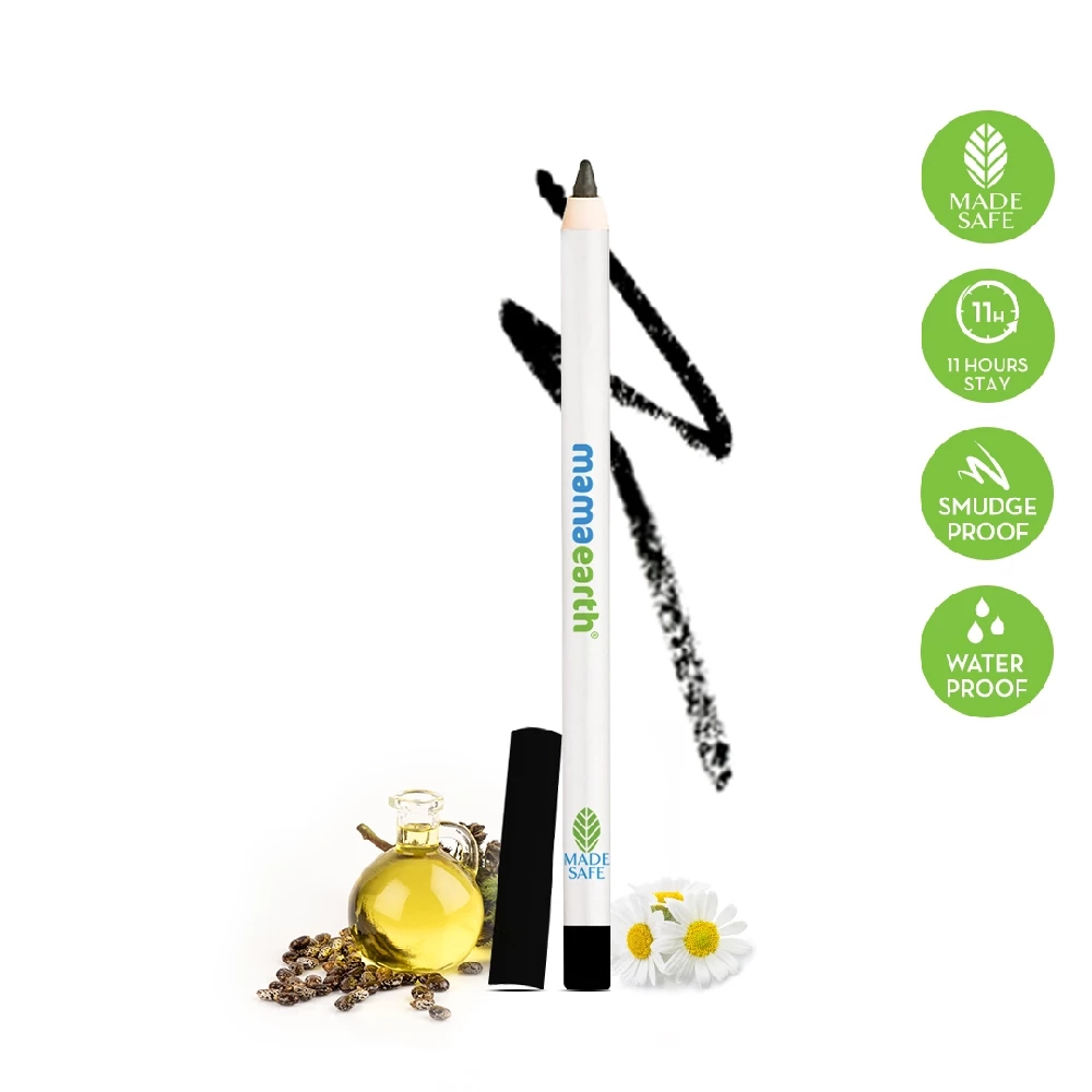 Charcoal Black Long Stay Kajal Kohl Pencil With Castor Oil and Chamomile For 11-Hour Smudge-free Stay with Free Sharpener - Image 2