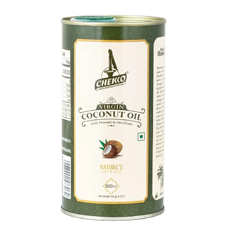 Chekko Cold Pressed Virgin Coconut Oil for Cooking Food, Massage, Diet, Oil Pulling, 100% Natural
