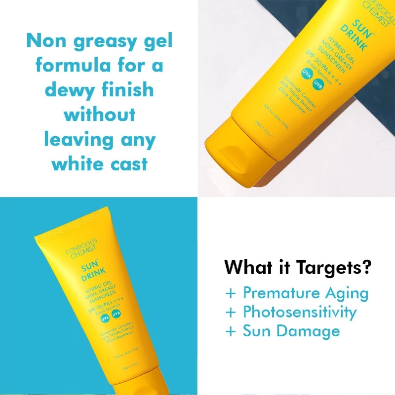 Conscious Chemist Sun Drink Hybrid Lightweight Gel Sunscreen SPF50 Pa++++ - Image 5