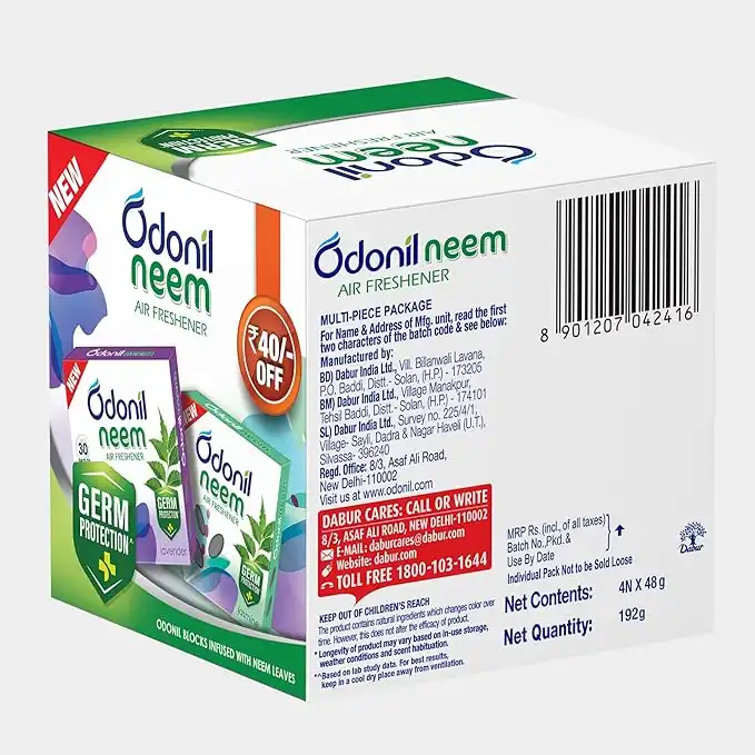 Dabur Odonil Neem Air Freshener Mixed Blocks Pack of 4 - Image 5