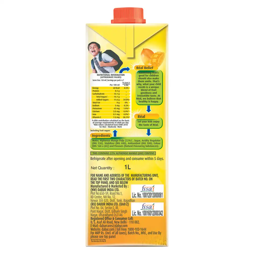 Dabur Real Fruit Power Alphonso Mango Nectar - Image 6