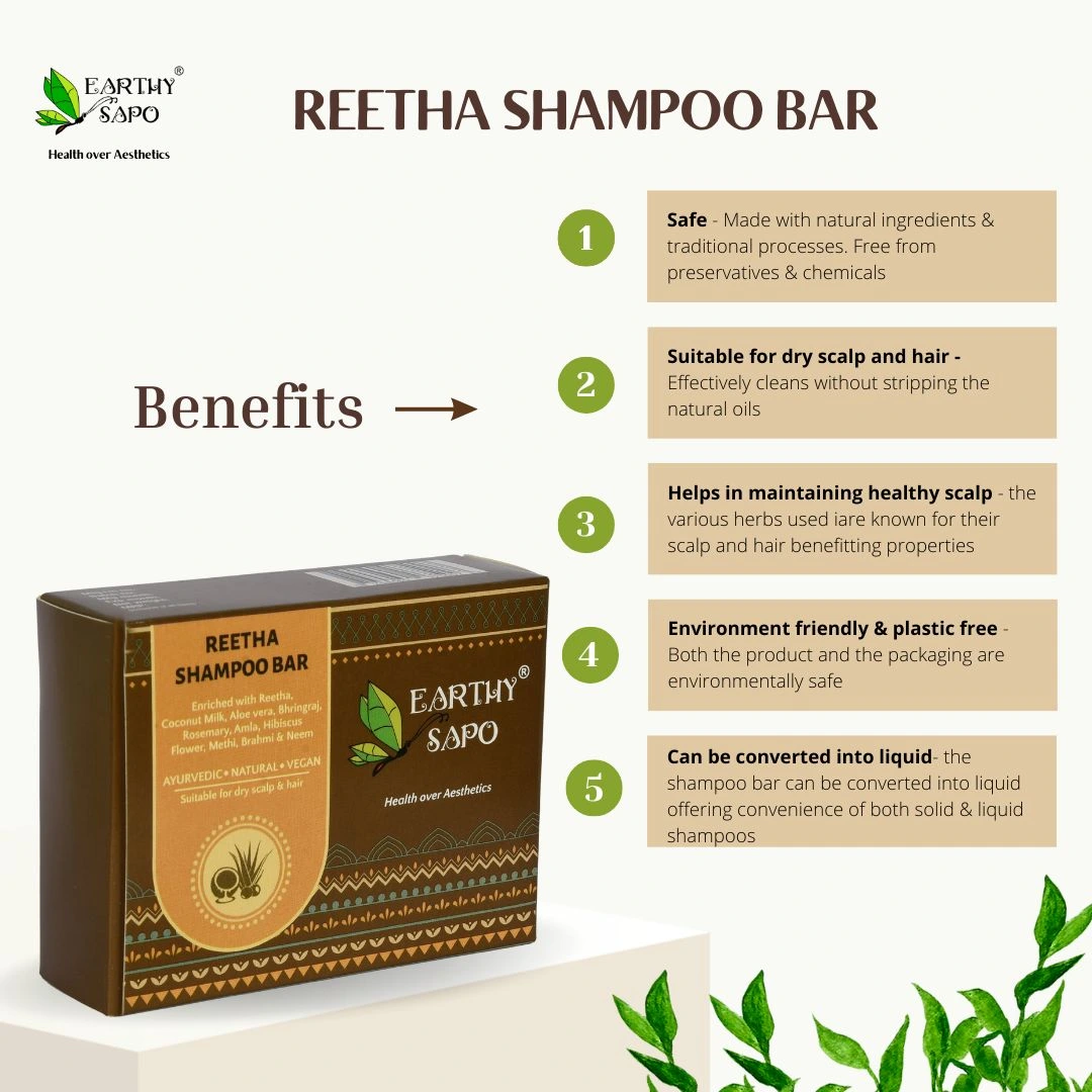 Earthy Sapo Handmade Ayurvedic Reetha Shampoo Bar - Image 5