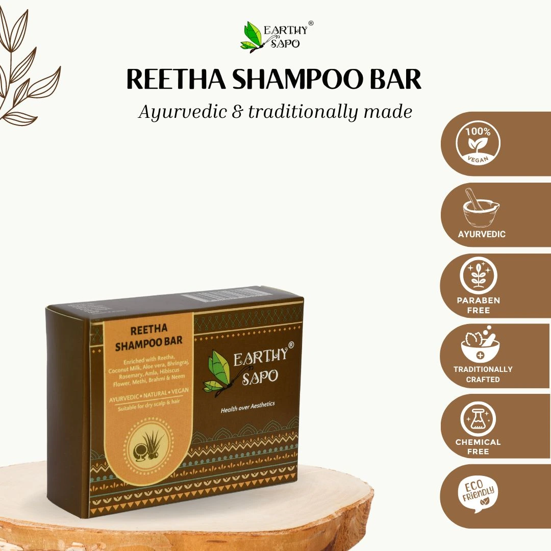 Earthy Sapo Handmade Ayurvedic Reetha Shampoo Bar - Image 6