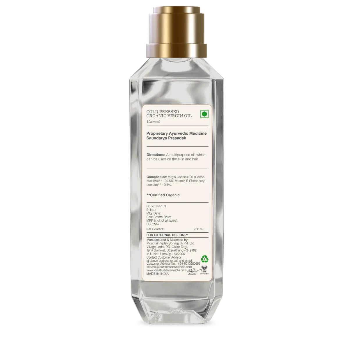 Forest Essentials Organic Cold Pressed Virgin Oil Coconut - Image 4