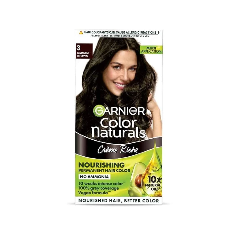 Garnier Hair Colouring Creme Shade 3 Darkest Brown Garnier Hair Colouring Creme Shade 3 Darkest Brown-Pack Size-130 g