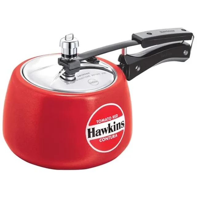 Hawkins Ceramic Coated Contura Pressure Cooker - Tomato Red, CTR30 Hawkins Ceramic Coated Contura Pressure Cooker - Tomato Red, CTR30--3 l
