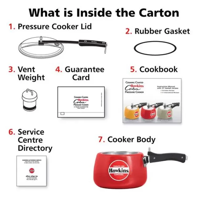 Hawkins Ceramic Coated Contura Pressure Cooker - Tomato Red, CTR30 - Image 4