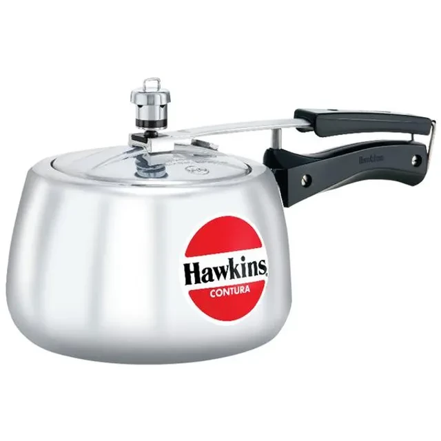 Hawkins Contura Aluminium Inner Lid Pressure Cooker - With Handle, Silver, HC30 Hawkins Contura Aluminium Inner Lid Pressure Cooker - With Handle, Silver, HC30--3 l