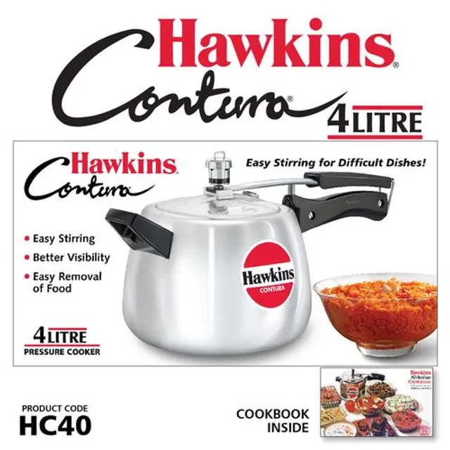 Hawkins Contura Aluminium Inner Lid Pressure Cooker - With Handle, Silver, HC40 - Image 3