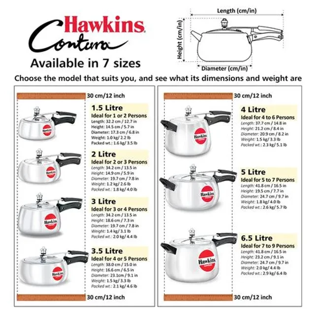 Hawkins Contura Aluminium Pressure Inner Lid Pressure Cooker - Bakelite Handle, Silver, HC15 - Image 6