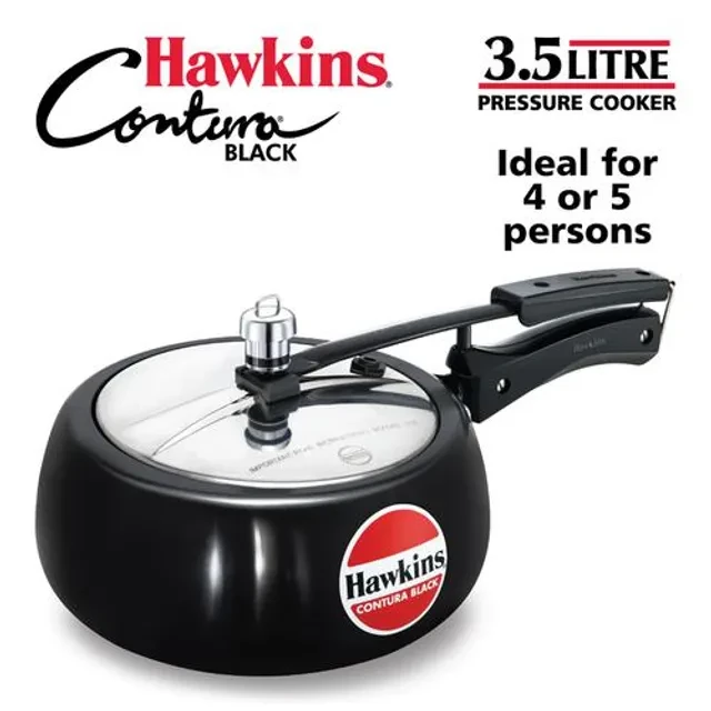 Hawkins Contura Hard Anodised Black Inner Lid Pressure Cooker - With Handle, CB35 - Image 2