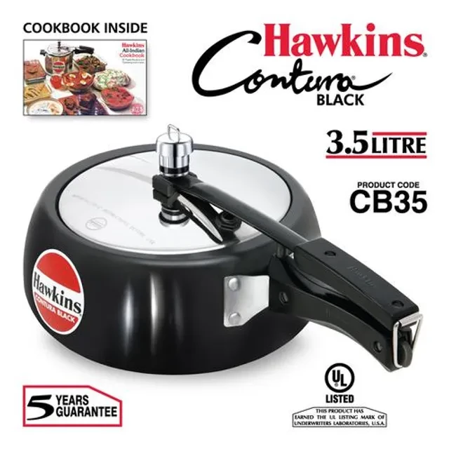 Hawkins Contura Hard Anodised Black Inner Lid Pressure Cooker - With Handle, CB35 - Image 3