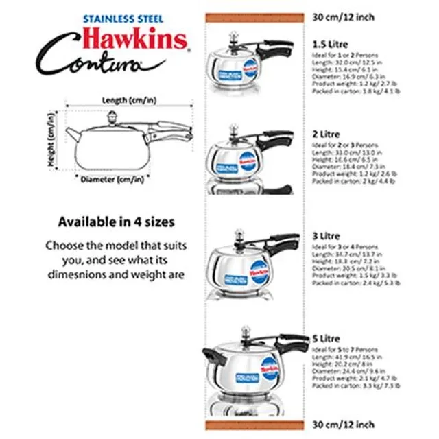 Hawkins Contura Stainless Steel Inner Lid Pressure Cooker - Induction Base, Silver, SSC15 - Image 7