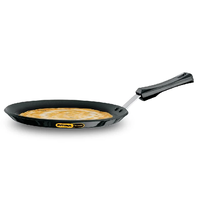 Hawkins Futura 26 cm Flat Tava, Non Stick Tawa with Plastic Handle, Tawa with Rim, Pancake Pan, Flat Pan, Black (NFT26P) Hawkins Futura 26 cm Flat Tava, Non Stick Tawa with Plastic Handle, Tawa with Rim, Pancake Pan, Flat Pan, Black (NFT26P)-Size-26cm