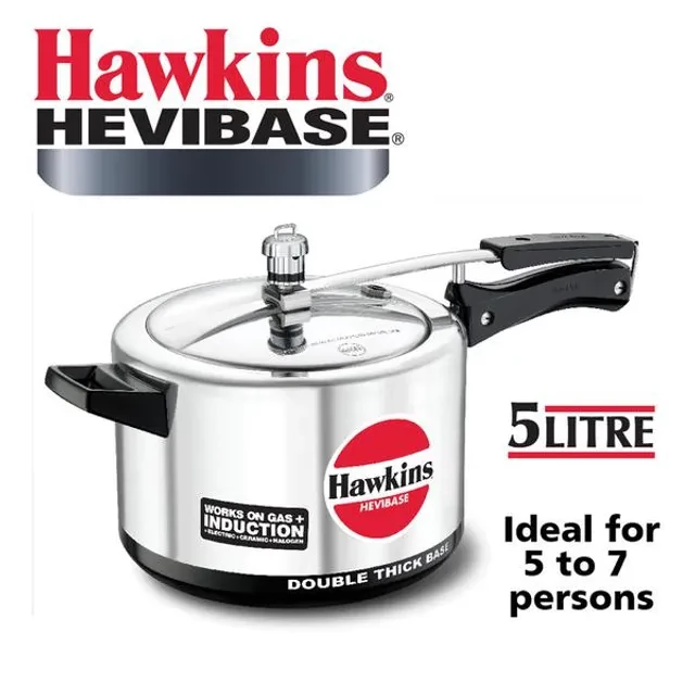 Hawkins Hevibase Aluminium Inner Lid Pressure Cooker - Induction Base, Silver, IH50 - Image 2