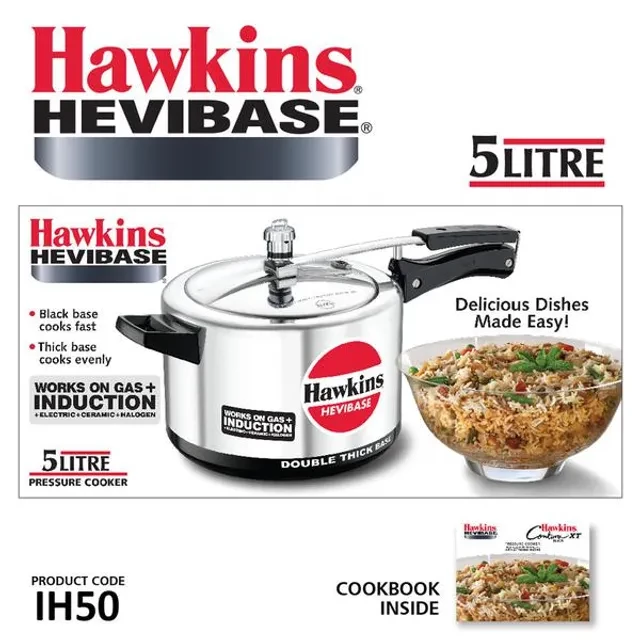 Hawkins Hevibase Aluminium Inner Lid Pressure Cooker - Induction Base, Silver, IH50 - Image 3