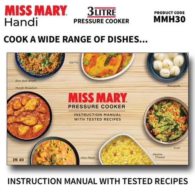 Hawkins Miss Mary Aluminium Inner Lid Handi Pressure Cooker - With Handle, Silver, MMH30 - Image 6