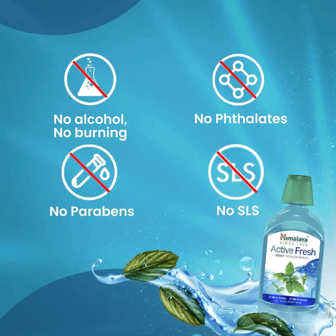 Himalaya Active Fresh Mint Mouthwash - Image 4
