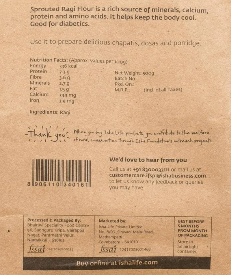 Isha Life Sprouted Ragi Flour - Image 5