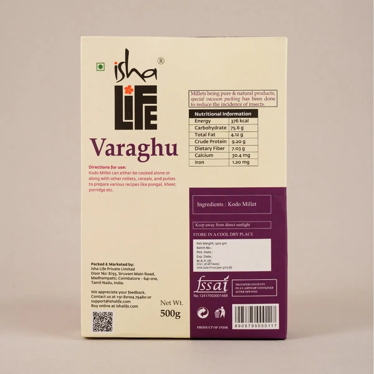 Isha Life Varaghu (Kodo Millet - Kodra) - Image 3
