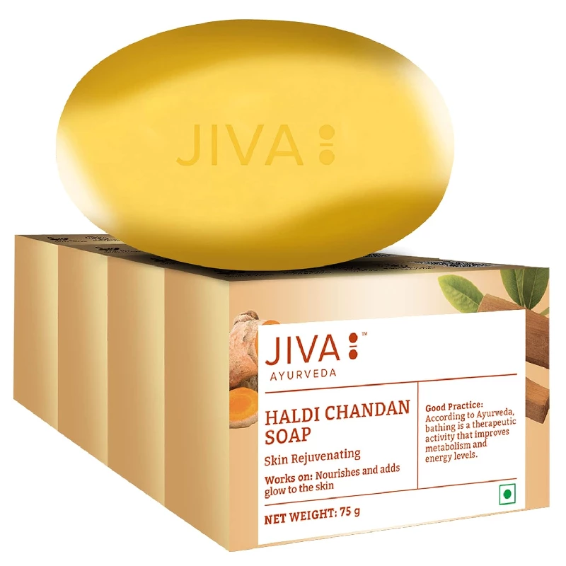 Jiva Ayurveda Haldi Chandan Bathing Soap 75 g - Image 3