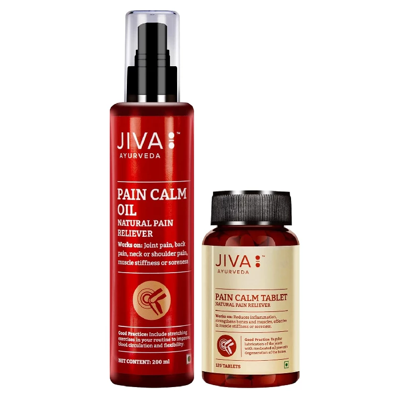 Jiva Ayurveds Combo of Pain Calm Oil (200 ml) & Pain Calm Tablet 120 Tablets With Free Knee Cap - Image 3