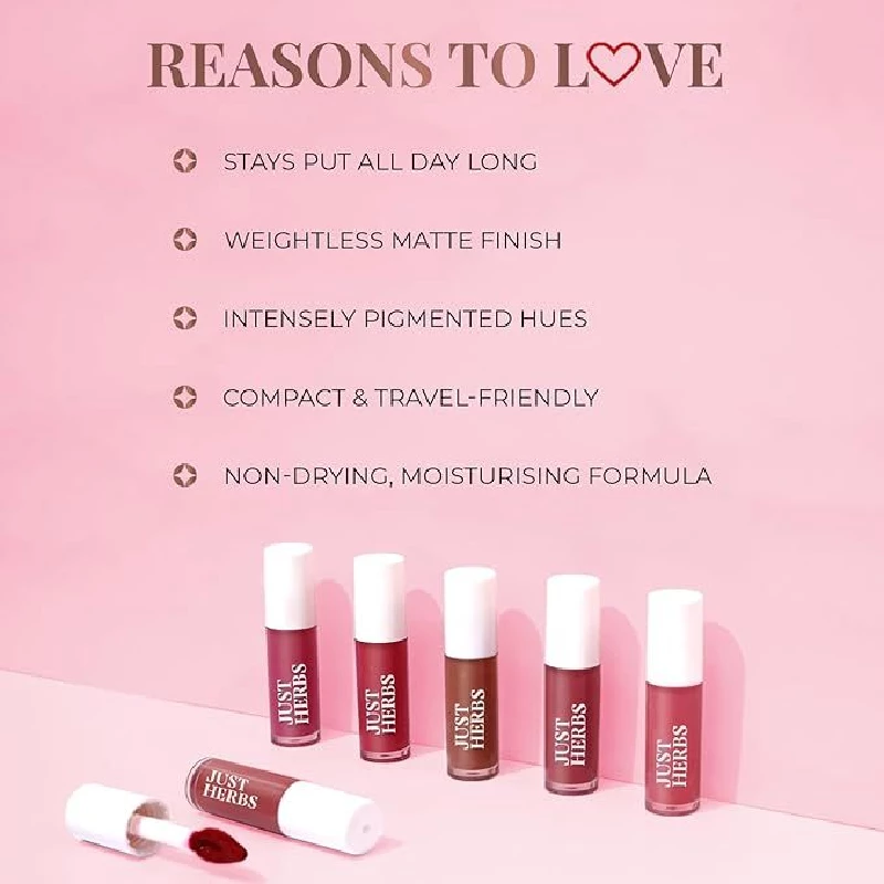 Just Herbs Ayurvedic Liquid Lipstick Matte Finish Kit Set - Image 4