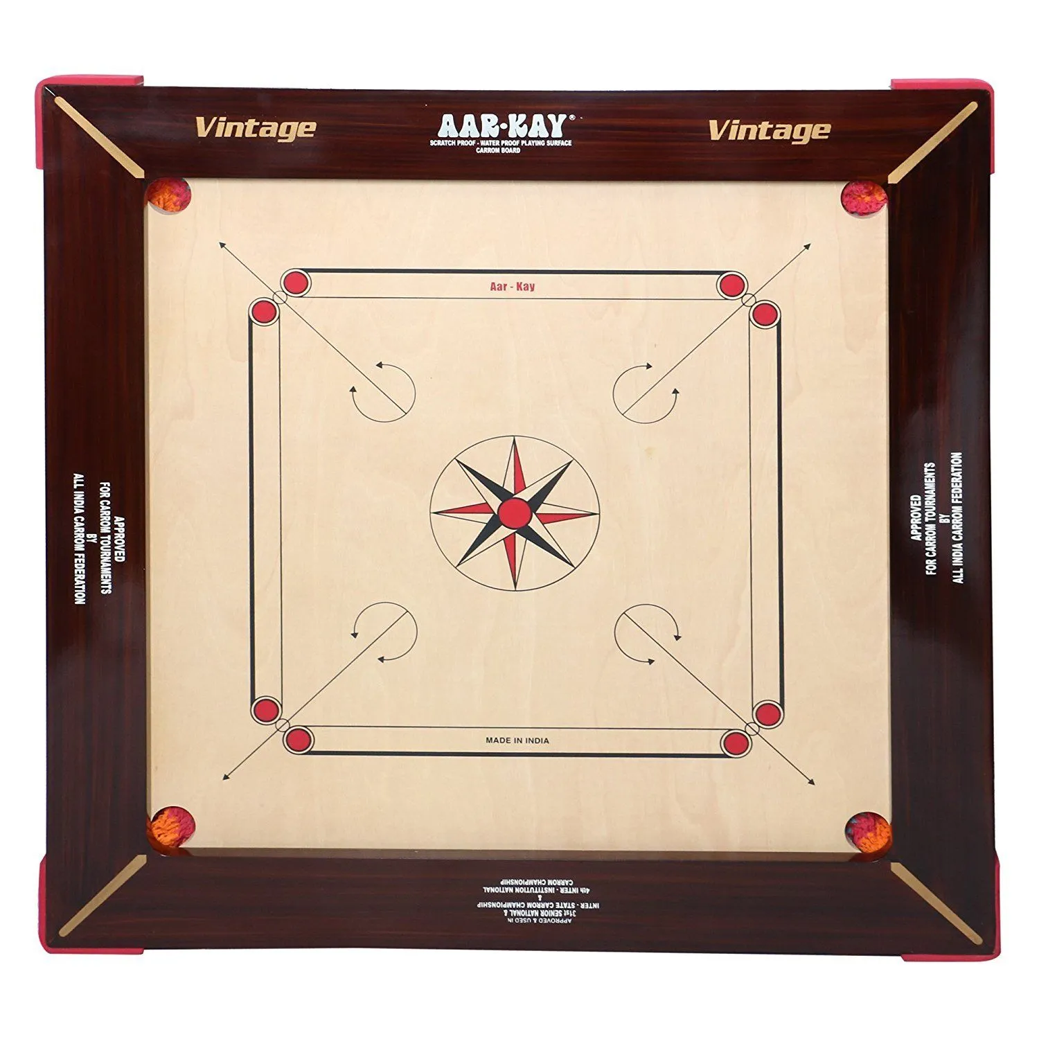 KD Sports Aar-Kay Carrom Board Vintage Champion Plywood Approved By Carrom Federation Of India & International Carrom Federation