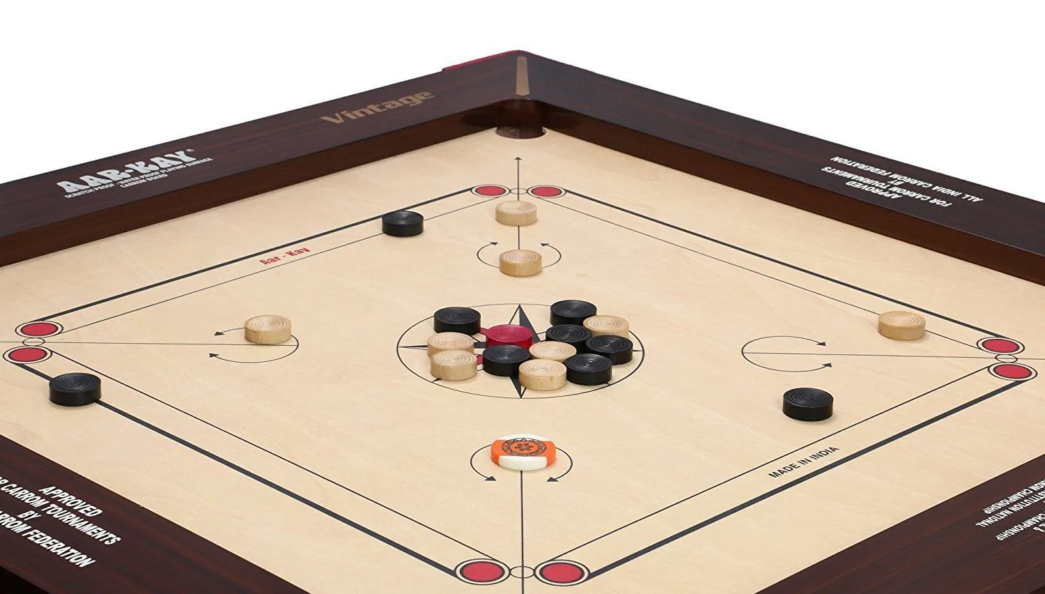 KD Sports Aar-Kay Carrom Board Vintage Champion Plywood Approved By Carrom Federation Of India & International Carrom Federation - Image 11