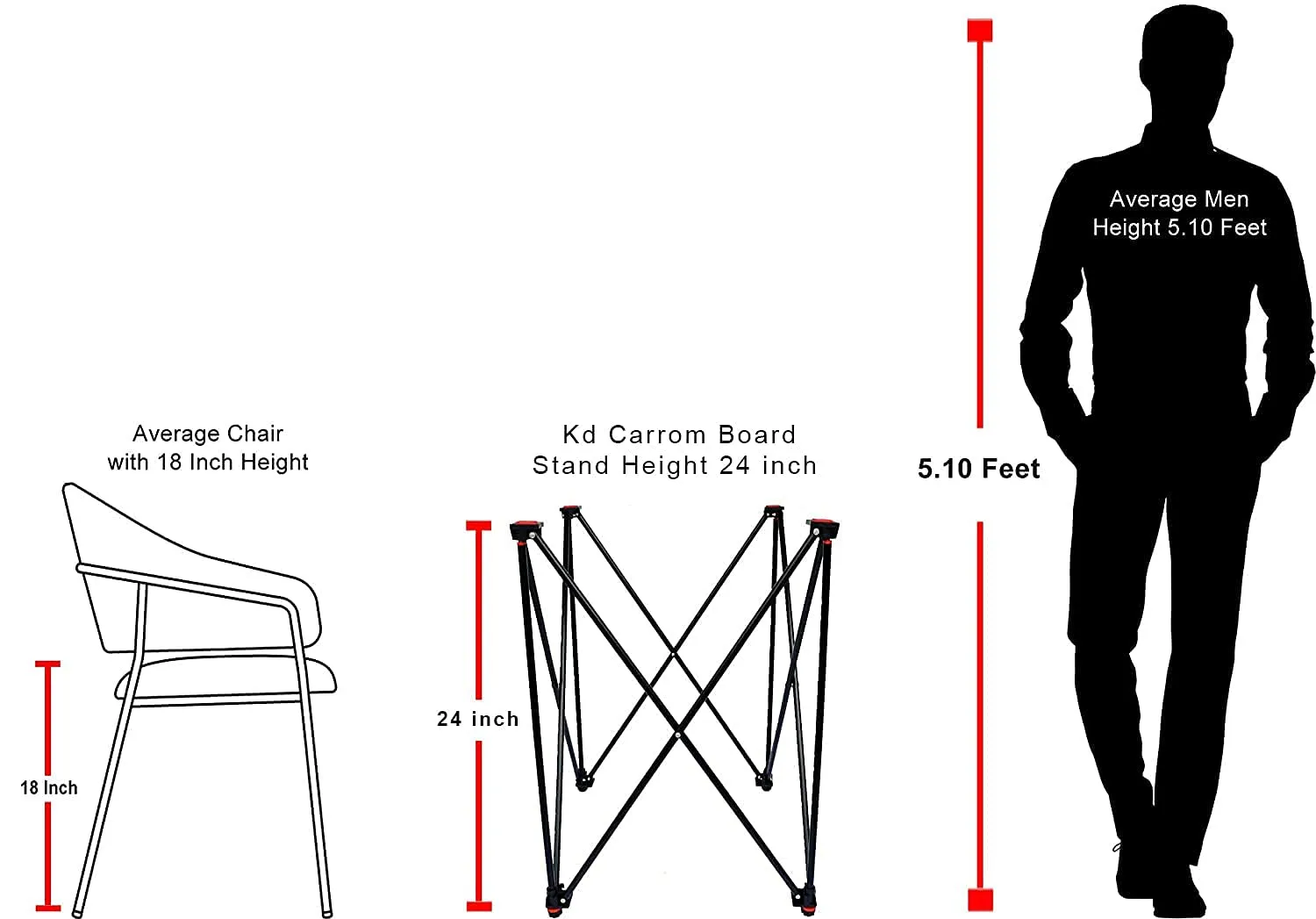 KD Sports Adjustable Easy Fold Carrom Stand - Image 4